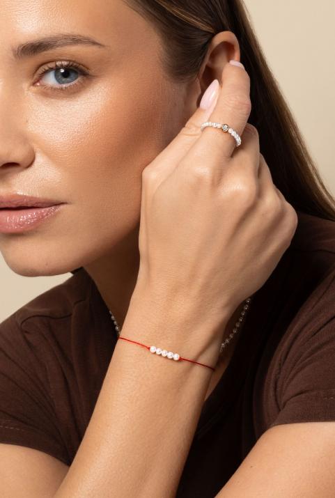 String bracelet with pearls in rose gold clasp - Redline - 0++