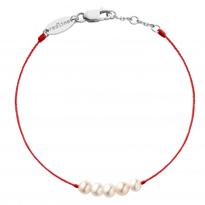 String bracelet with pearls in white gold clasp - Redline - 0++