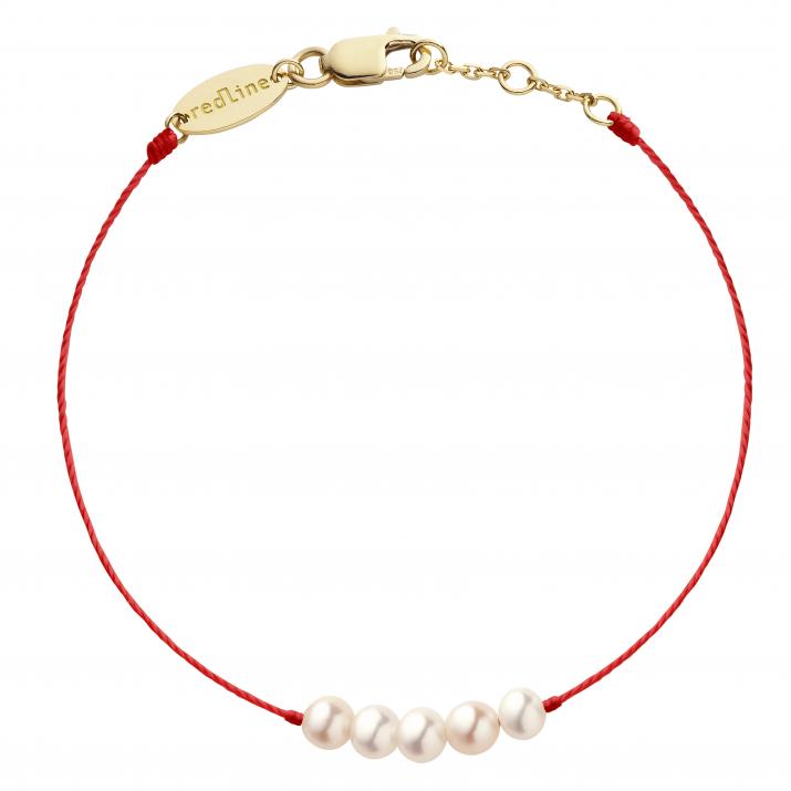 String bracelet with pearls in yellow gold clasp - Redline - 0++
