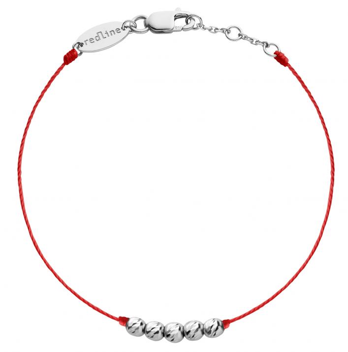 String bracelet in white gold with 5 hammered golden beads - Redline