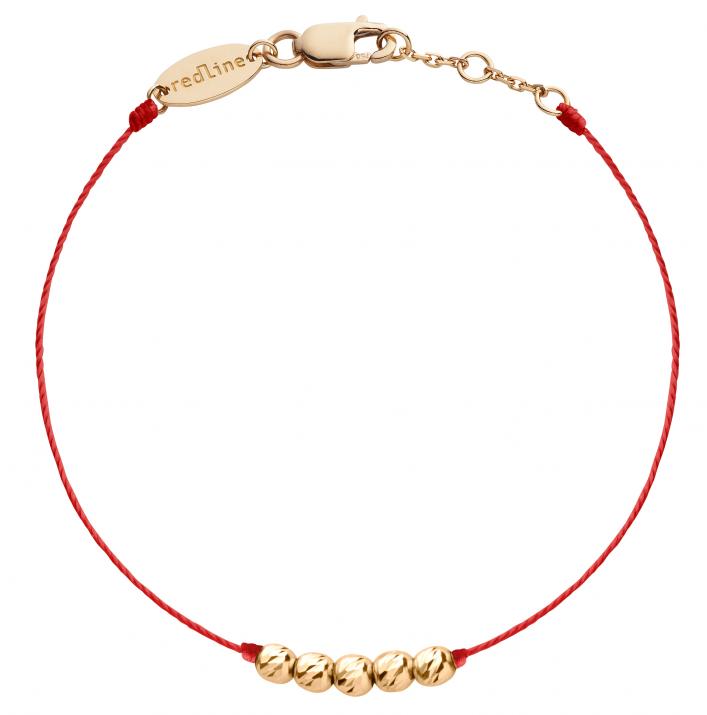String bracelet in rose gold with 5 hammered golden beads - Redline
