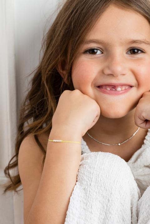 String bracelet in white gold with 5 cultured pearls - Redline - 0++
