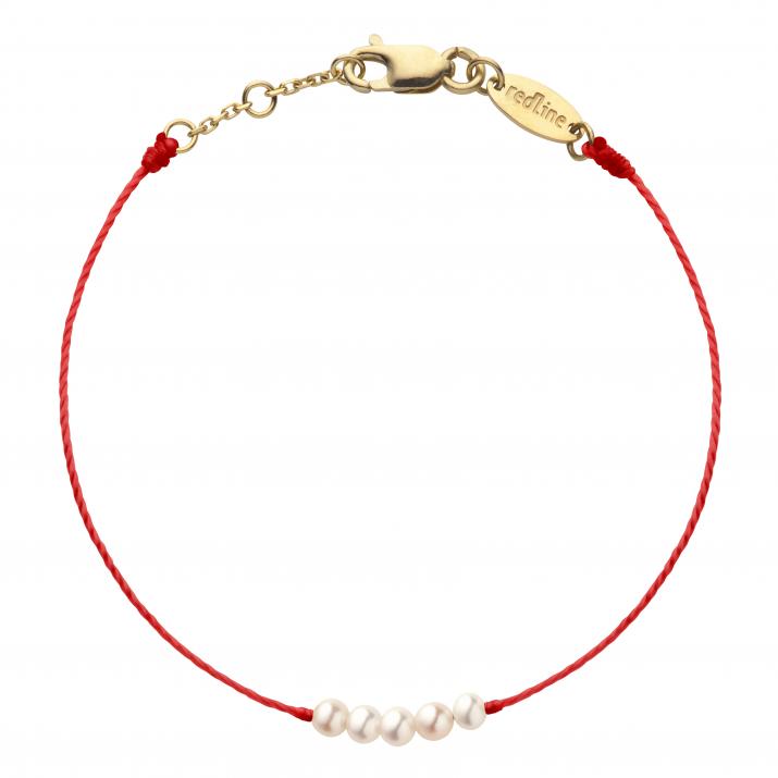 String bracelet in yellow gold with 5 cultured pearls - Redline - 0++
