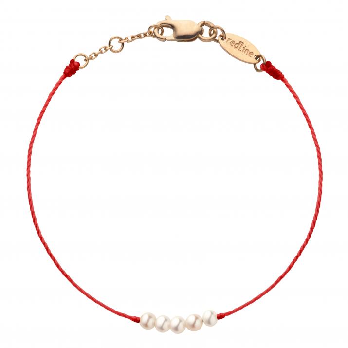 String bracelet in rose gold with 5 cultured pearls - Redline - 0++