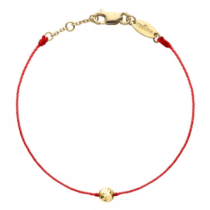 String bracelet in yellow gold with a hammered pearl - Redline