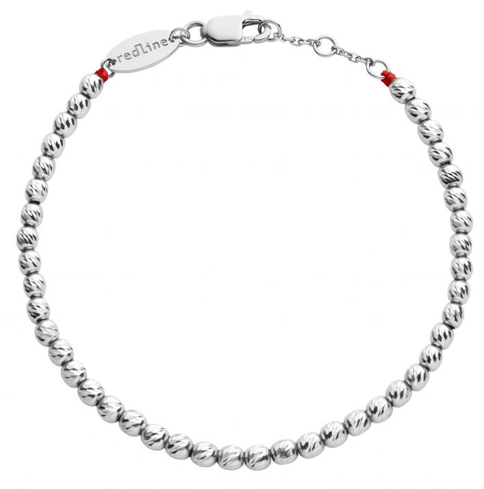 String bracelet in white gold with hammered golden beads - Redline - 0++