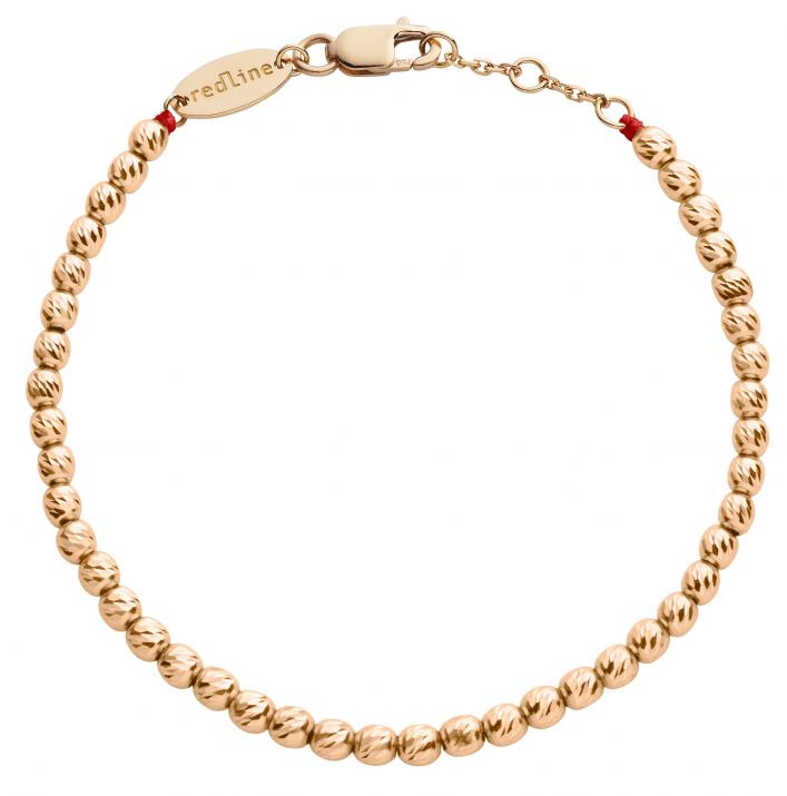 String bracelet in rose gold with hammered golden beads - Redline - 0++