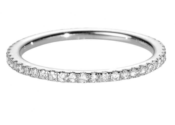 Diamond-paved white gold ring band - Redline - 0++