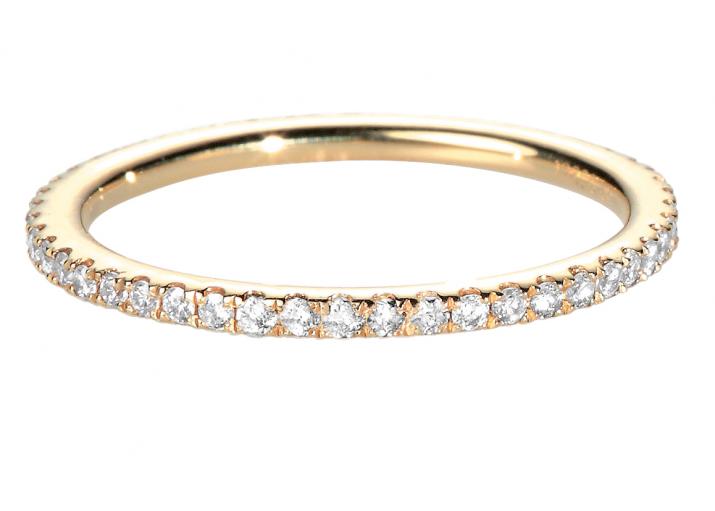 Diamond-paved rose gold ring band - Redline - 0++