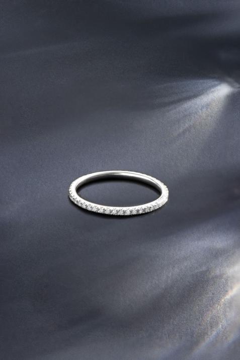 Diamond-paved white gold ring band - Redline - 0++
