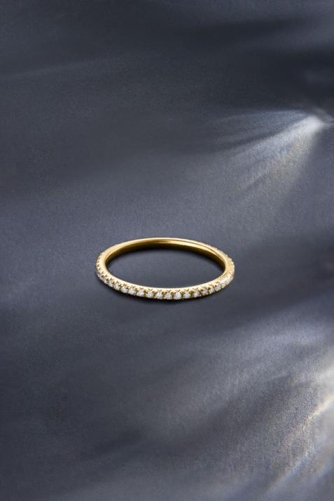 Diamond-paved yellow gold ring band - Redline - 0++