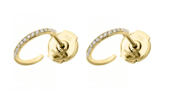 Diamond-paved yellow gold hoop earrings - Redline - 0++