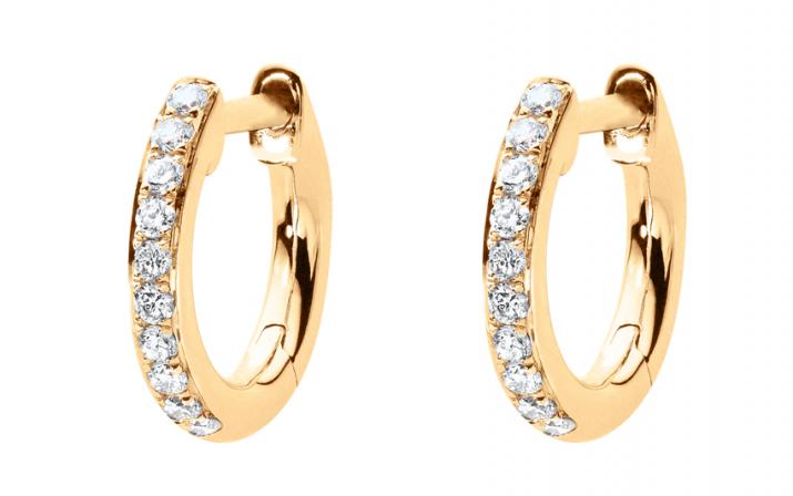 Earrings with 0.096ct Round Diamond in Yellow Gold Bezel Setting - Redline - 0++