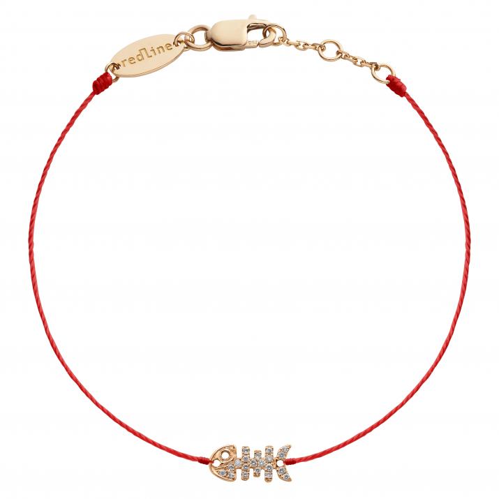 String bracelet with diamond-paved fish in rose gold - Redline - 0++