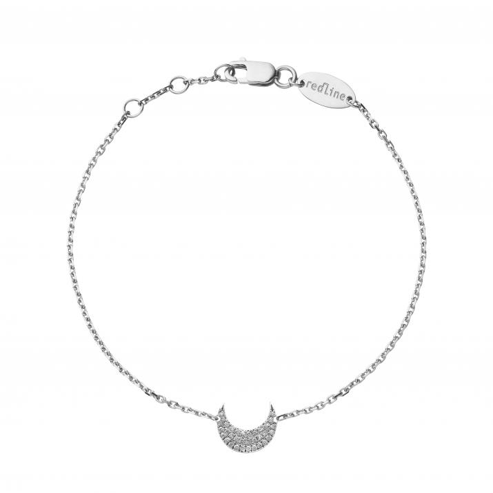 White gold chain bracelet with diamond-paved crescent moon - Redline