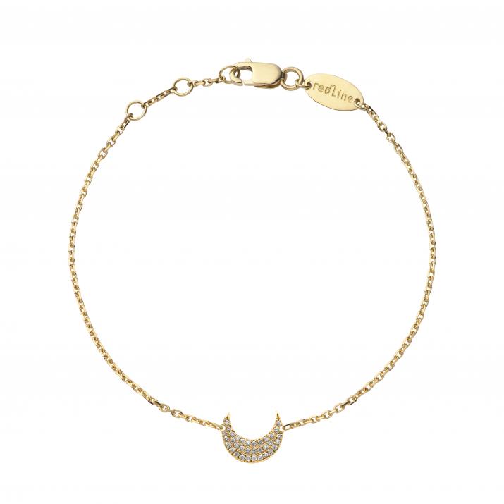 Yellow gold chain bracelet with diamond-paved crescent moon - Redline