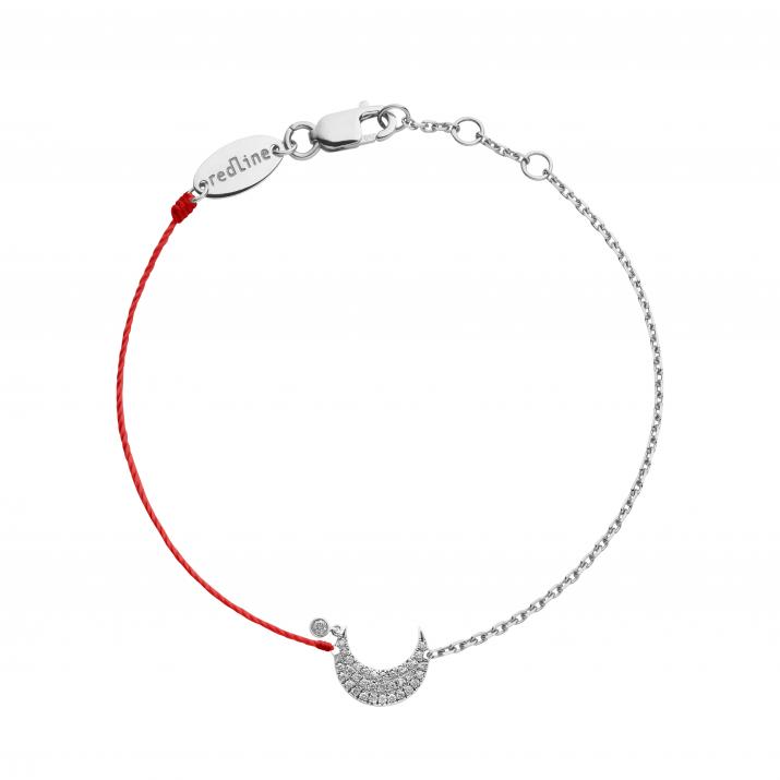 String-Chain Bracelet For Women with 0.12ct Round Diamond in White Gold Pavé Setting - Redline