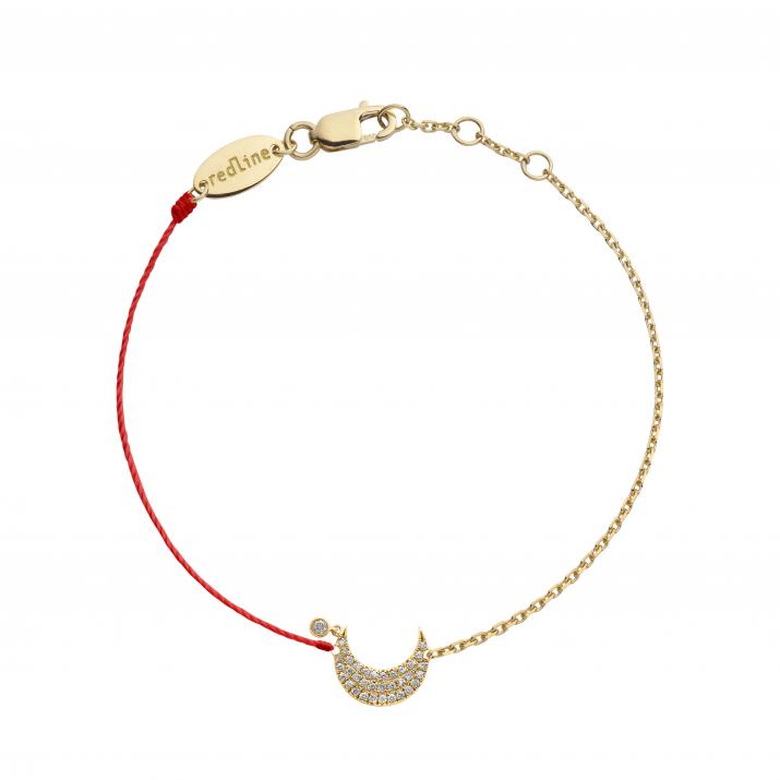 String-Chain Bracelet For Women with 0.12ct Round Diamond in Yellow Gold Pavé Setting - Redline