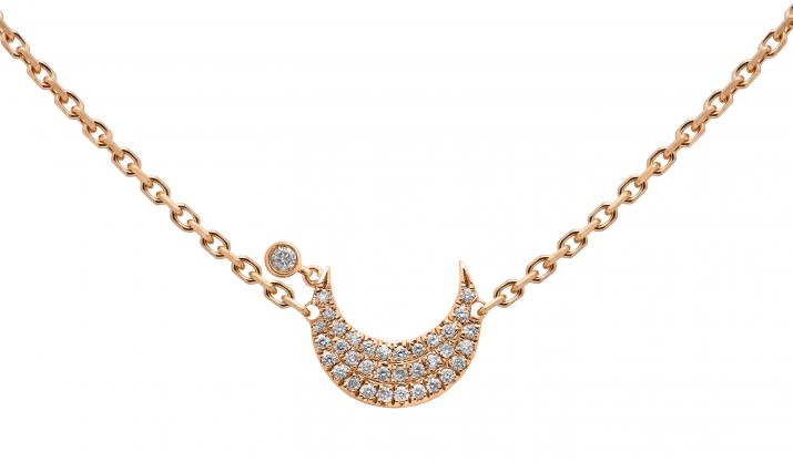 Chain Necklace For Women with 0.12ct Round Diamond in Rose Gold Pavé Setting - Redline