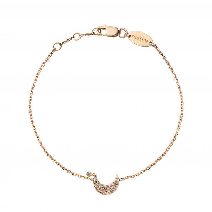 Chain Bracelet For Women with 0.12ct Round Diamond in Rose Gold Pavé Setting - Redline