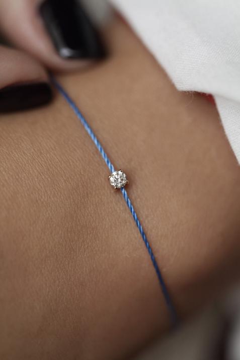 String bracelet with 0.08ct diamond in yellow gold prong setting - Redline - 0++