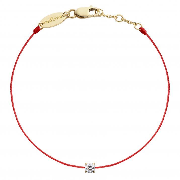 String bracelet with 0.08ct diamond in yellow gold prong setting - Redline - 0++