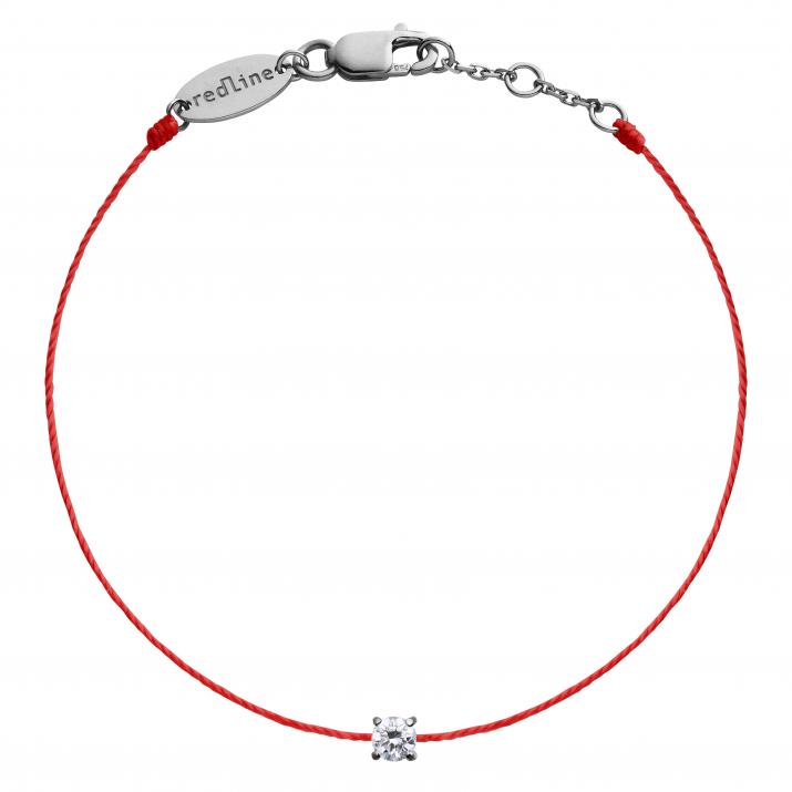 String bracelet with 0.08ct diamond in black gold prong setting - Redline - 0++