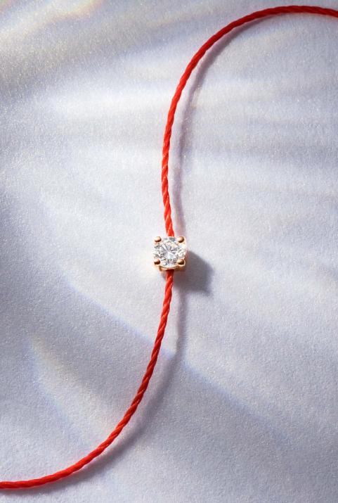 String bracelet with 0.08ct diamond in rose gold prong setting - Redline - 0++