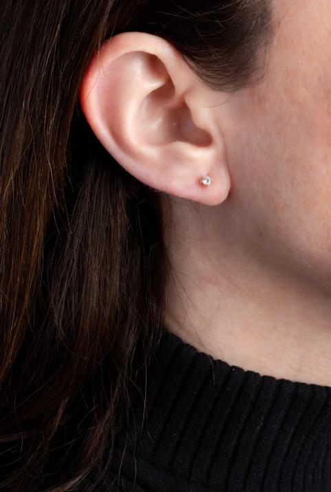 Earrings with 0.16ct diamond in white gold prong setting - Redline - 0++