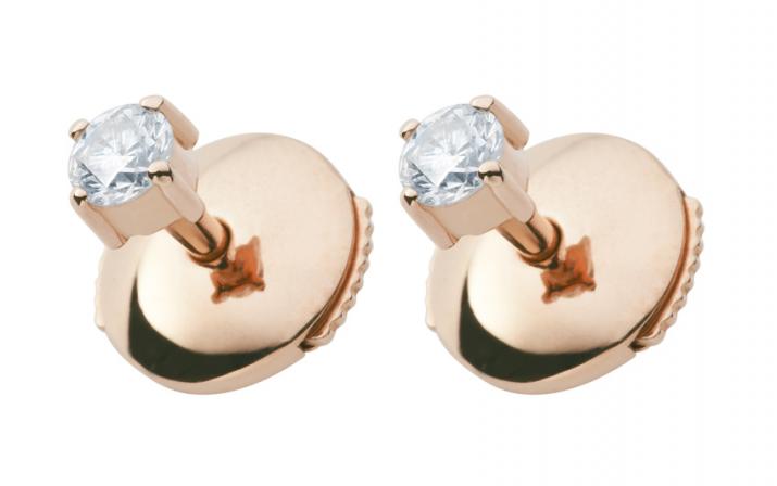 Earrings with 0.16ct diamond in rose gold prong setting - Redline - 0++