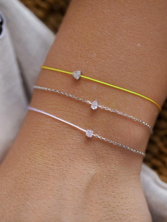 String and chain bracelet with 0.08ct diamond in white gold prong setting - Redline - 0++