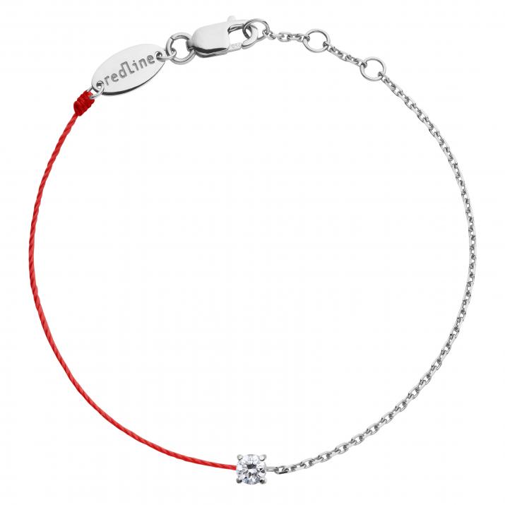 String and chain bracelet with 0.08ct diamond in white gold prong setting - Redline - 0++
