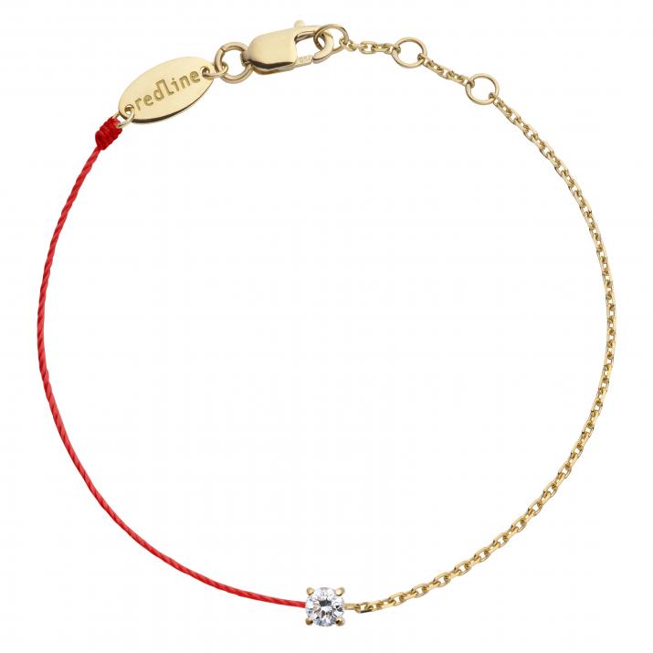 String and chain bracelet with 0.08ct diamond in yellow gold prong setting - Redline - 0++