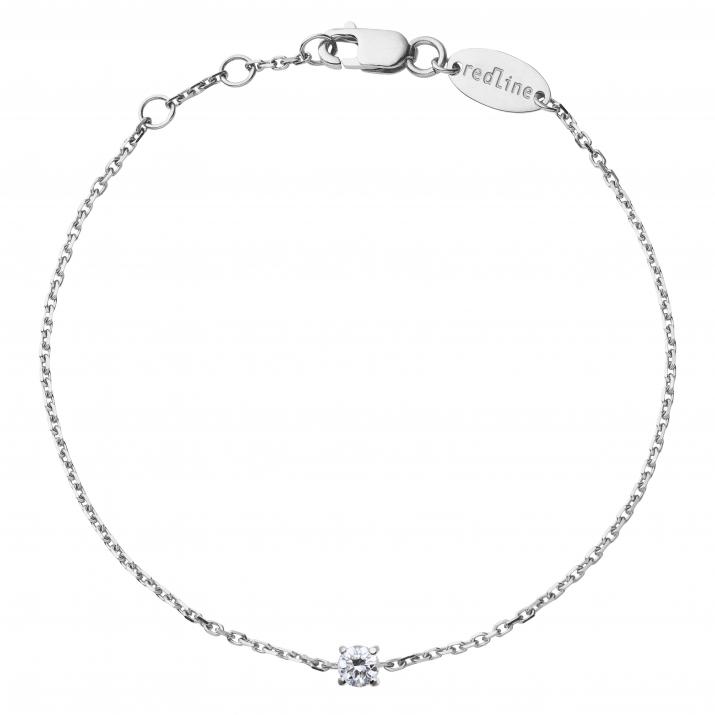 Chain bracelet with 0.08ct diamond in white gold prong setting - Redline - 0++