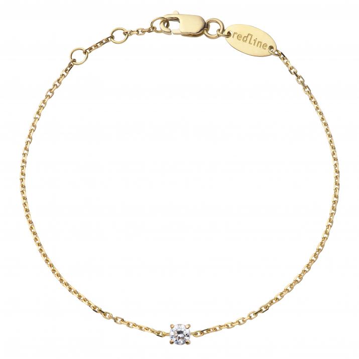 Chain bracelet with 0.08ct diamond in yellow gold prong setting - Redline - 0++