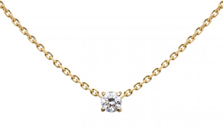 Chain necklace wth 0.08ct diamond in yellow gold prong setting - Redline