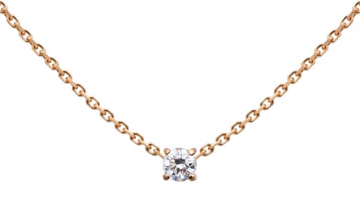 Chain necklace wth 0.08ct diamond in rose gold prong setting - Redline - 0++