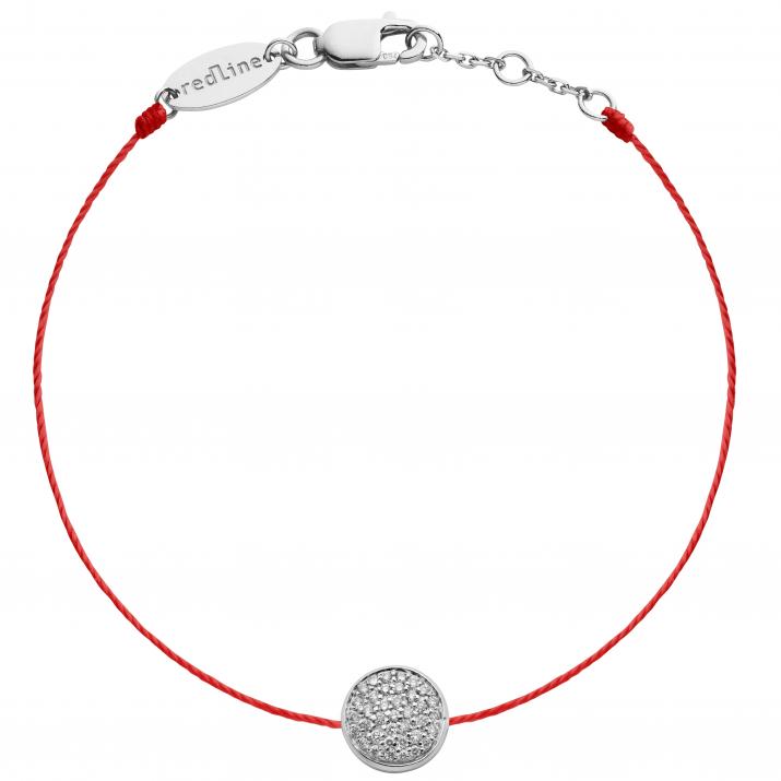 String Bracelet For Women with 0.19ct Round Diamond in White Gold Pavé Setting - Redline