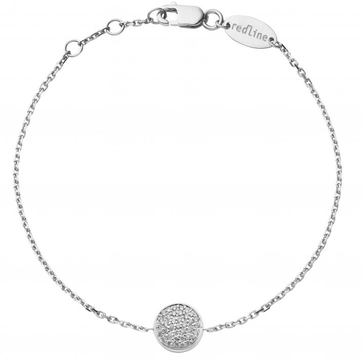 Chain Bracelet For Women with 0.19ct Round Diamond in White Gold Pavé Setting - Redline