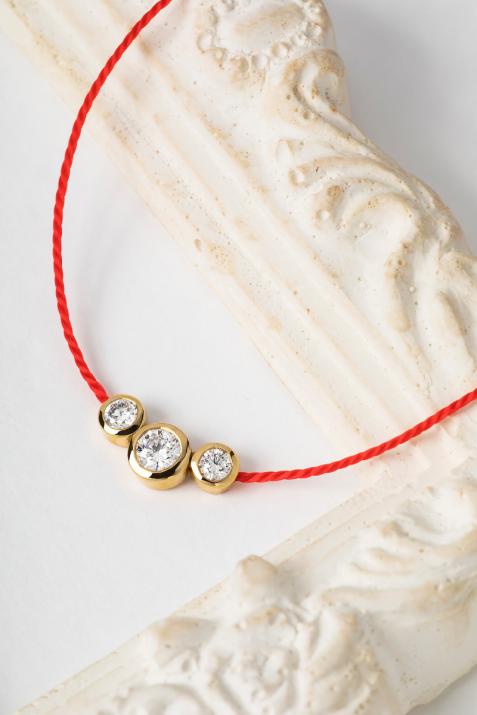 String bracelet with 0.2ct diamond in yellow gold bezel setting - Redline - 0++