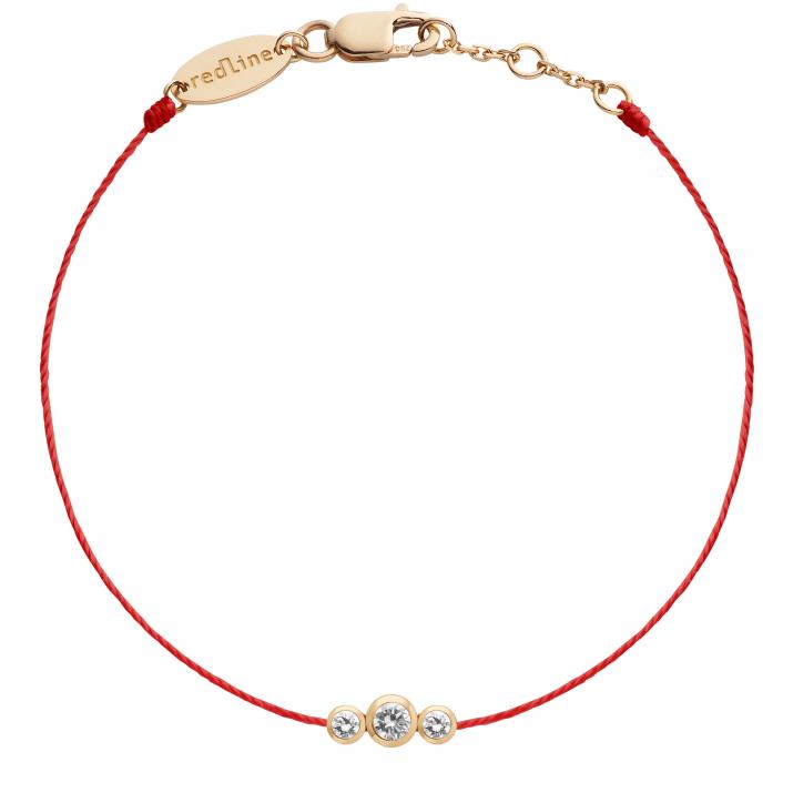 String bracelet with 0.2ct diamond in rose gold bezel setting - Redline - 0++