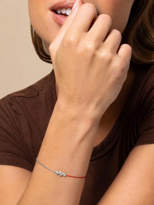 String and chain bracelet with 0.2ct diamond in white gold bezel setting - Redline - 0++