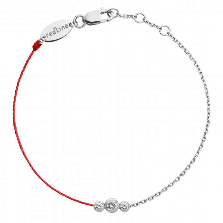 String and chain bracelet with 0.2ct diamond in white gold bezel setting - Redline - 0++