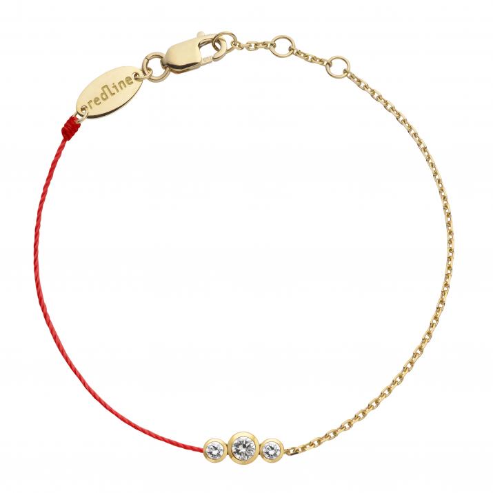 String and chain bracelet with 0.2ct diamond in yellow gold bezel setting - Redline - 0++