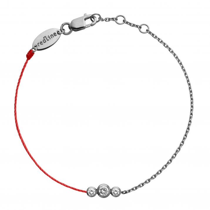 String and chain bracelet with 0.2ct diamond in black gold bezel setting - Redline - 0++