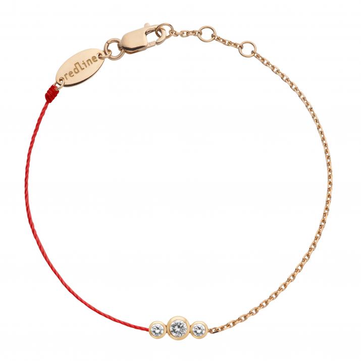 String and chain bracelet with 0.2ct diamond in rose gold bezel setting - Redline - 0++