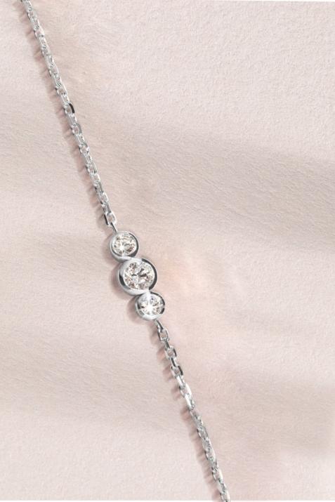 Chain bracelet with 0.2ct diamond in white gold bezel setting - Redline - 0++