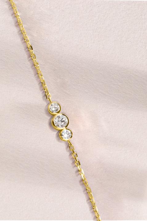 Chain bracelet with 0.2ct diamond in yellow gold bezel setting - Redline - 0++