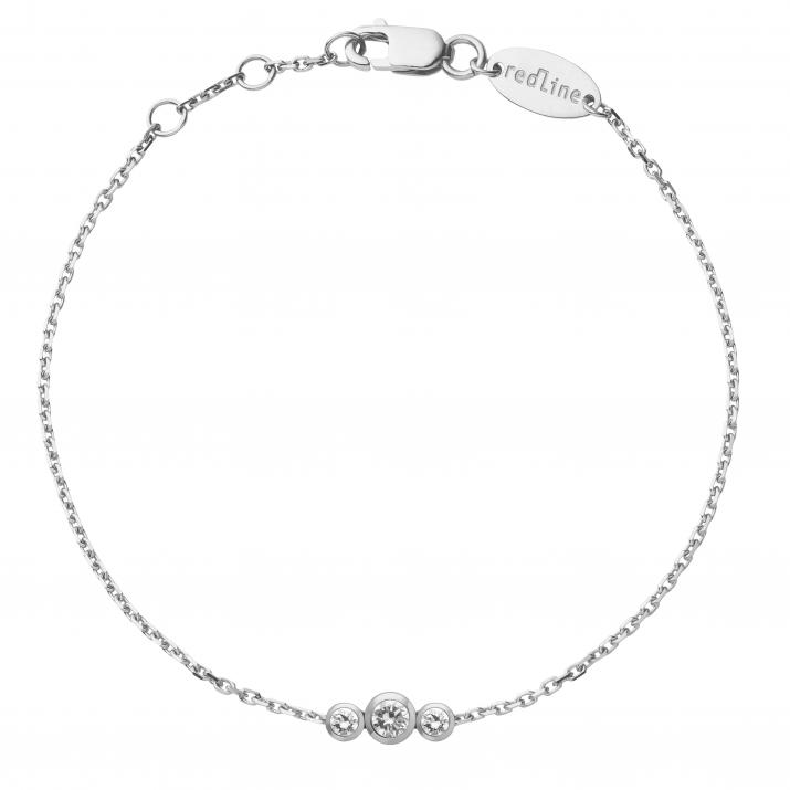 Chain bracelet with 0.2ct diamond in white gold bezel setting - Redline - 0++