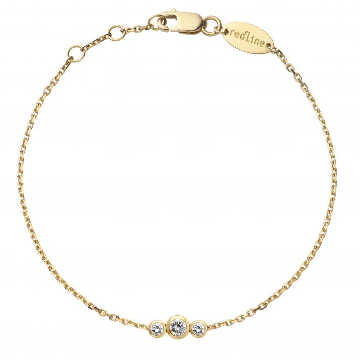 Chain bracelet with 0.2ct diamond in yellow gold bezel setting - Redline - 0++